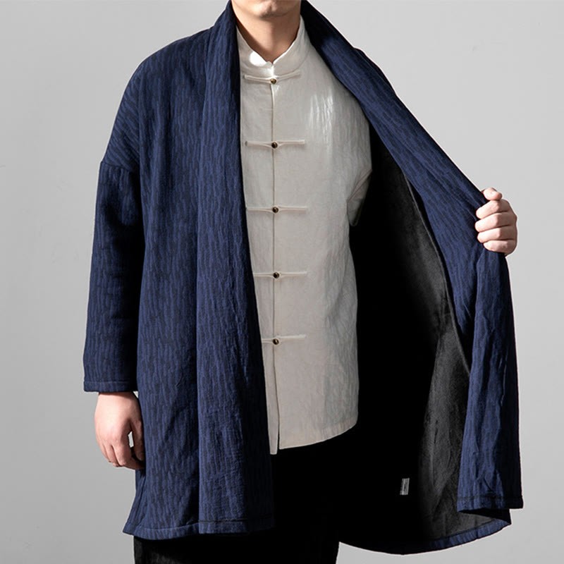 Fall Simple Cotton Fleece Lined Men's Mid-length Coat Clothing