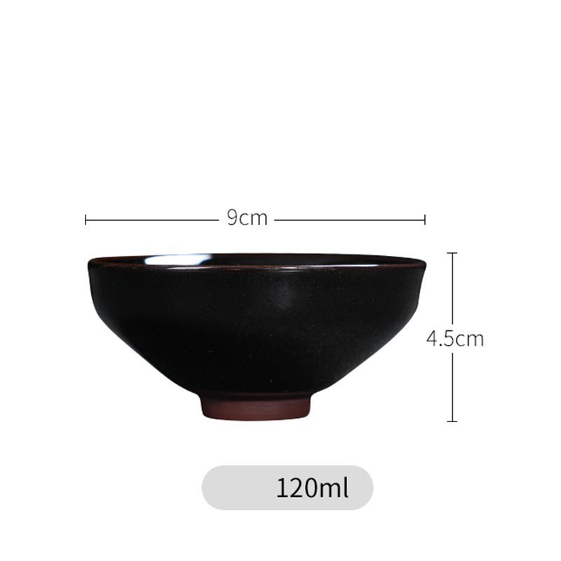 Gold Maple Leaf Chinese Jianzhan Ceramic Teacup Tenmoku Kung Fu Tea Cup Bowl
