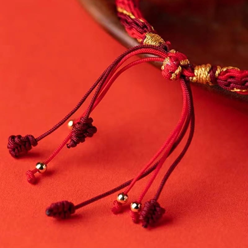 Five Directions Gods of Wealth Handmade Reincarnation Knot Protection String Braid Bracelet