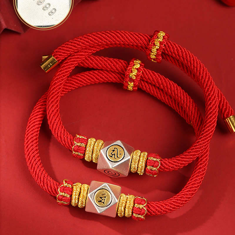 999 Sterling Silver Chinese Zodiac Natal mystic zen Red Rope Luck Strength Handcrafted Kids Bracelet