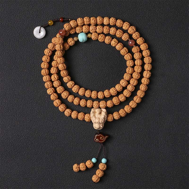 Bodhi Seed Three-eyed Dzi Bead mystic zen Hand Charm Wealth Bracelet