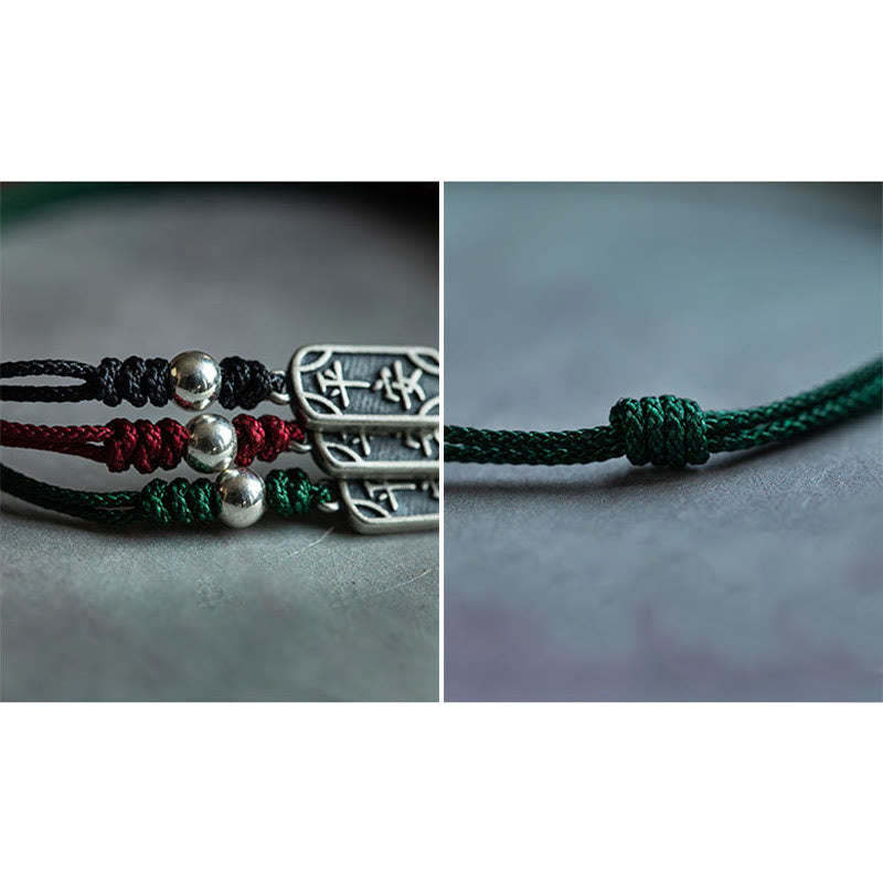 Handmade 925 Sterling Silver Peace And Joy Safe Well Protection Braided Bracelet