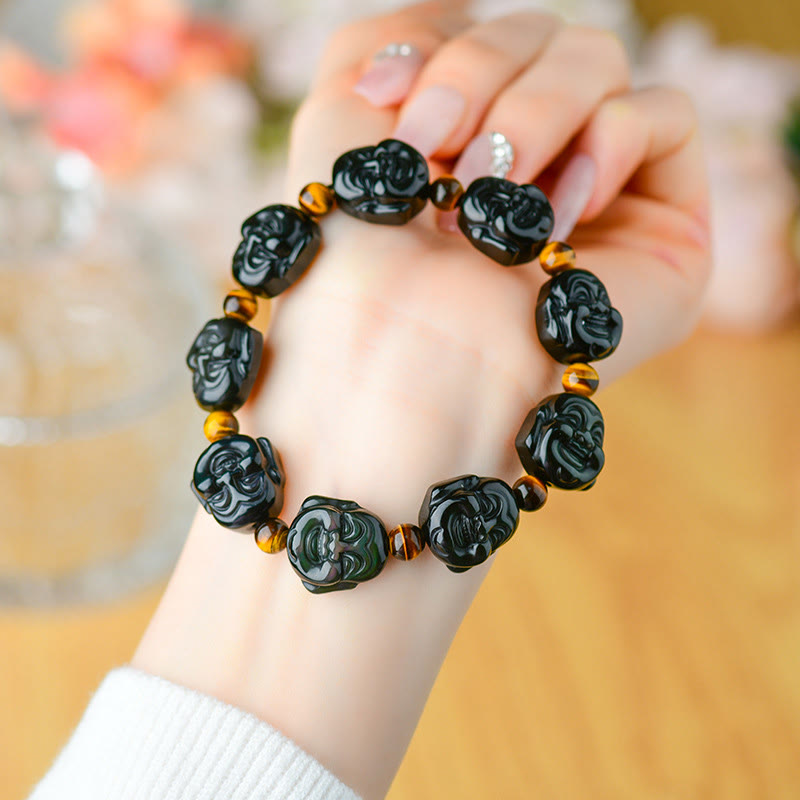 Rainbow Obsidian Laughing mystic zen Positive Transformation Bracelet