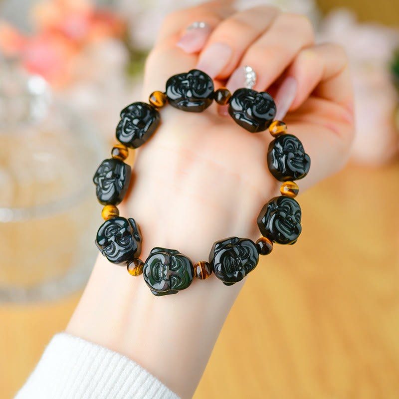 Rainbow Obsidian Laughing mystic zen Positive Transformation Bracelet