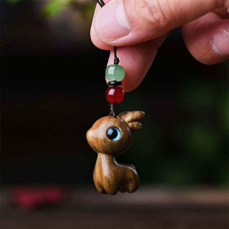 Small Leaf Red Sandalwood Ebony Wood Sandalwood Green Sandalwood Lucky Mini Cat Deer Sooth Phone Hanging Decoration