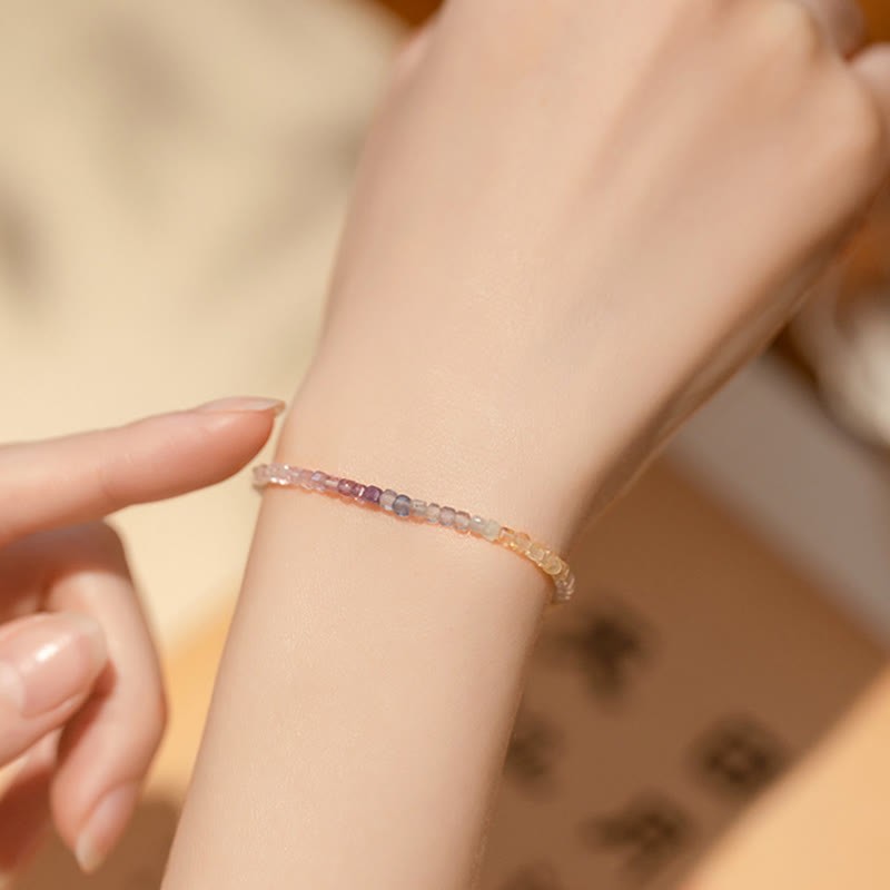 2.5mm Fluorite Ultra-thin Beads 14k Gold Plated Copper Heart Power Bracelet