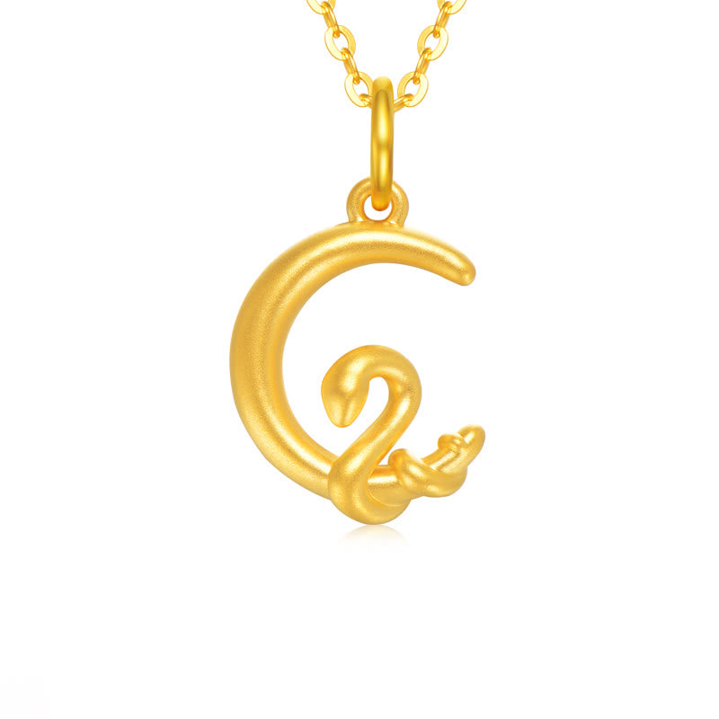 999 Gold Moon Year Of The Snake Luck Necklace Pendant