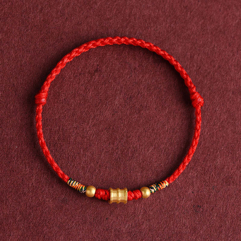 999 Gold Small Bucket Shape Design Handmade Luck?Braided Rope Bracelet Anklet