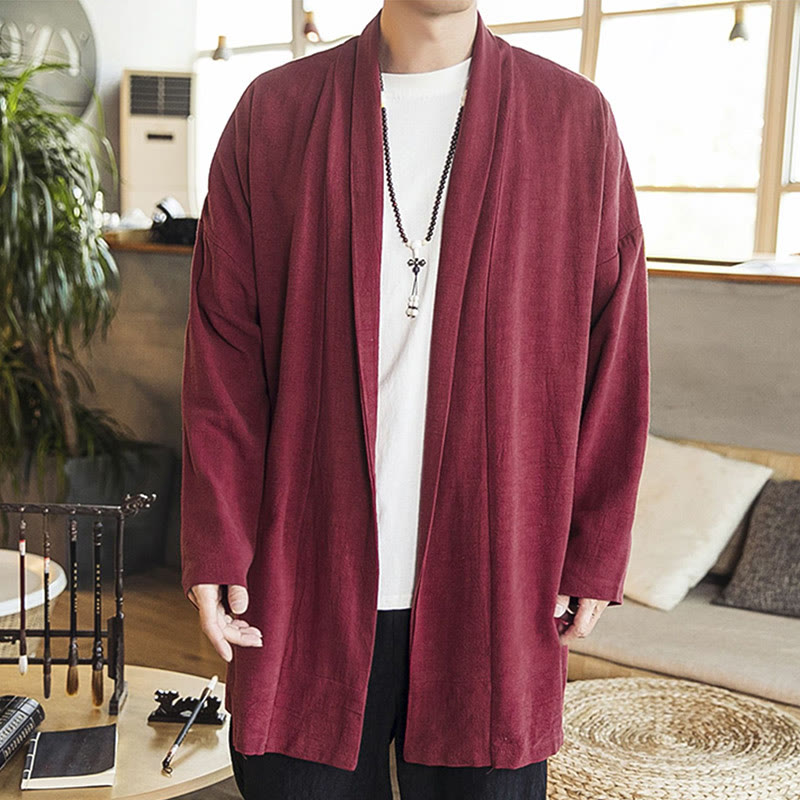 Fall Simple Casual Cotton Linen Men's Mid-length Coat Clothing