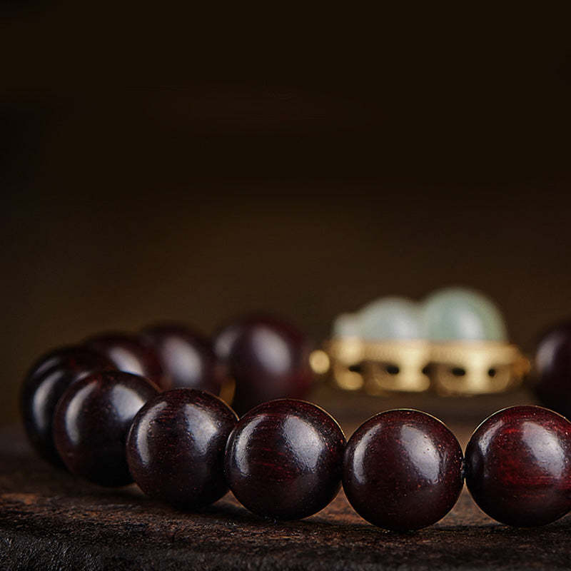 Small Leaf Red Sandalwood Gourd Jade Calm Relaxation Bracelet