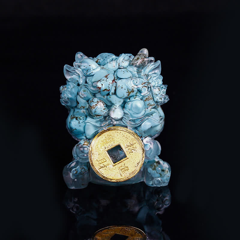 Handmade Cute PiXiu Gold Coin Crystal Fengshui Energy Wealth Fortune Home Decoration