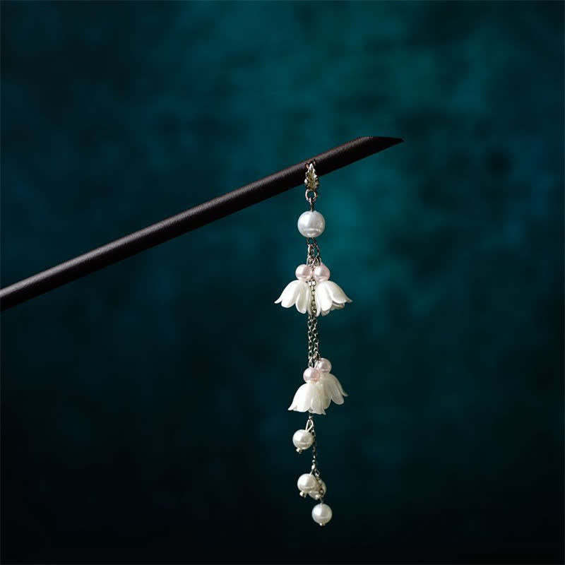 Pearl Flower Leaf Butterfly Happiness Hairpin