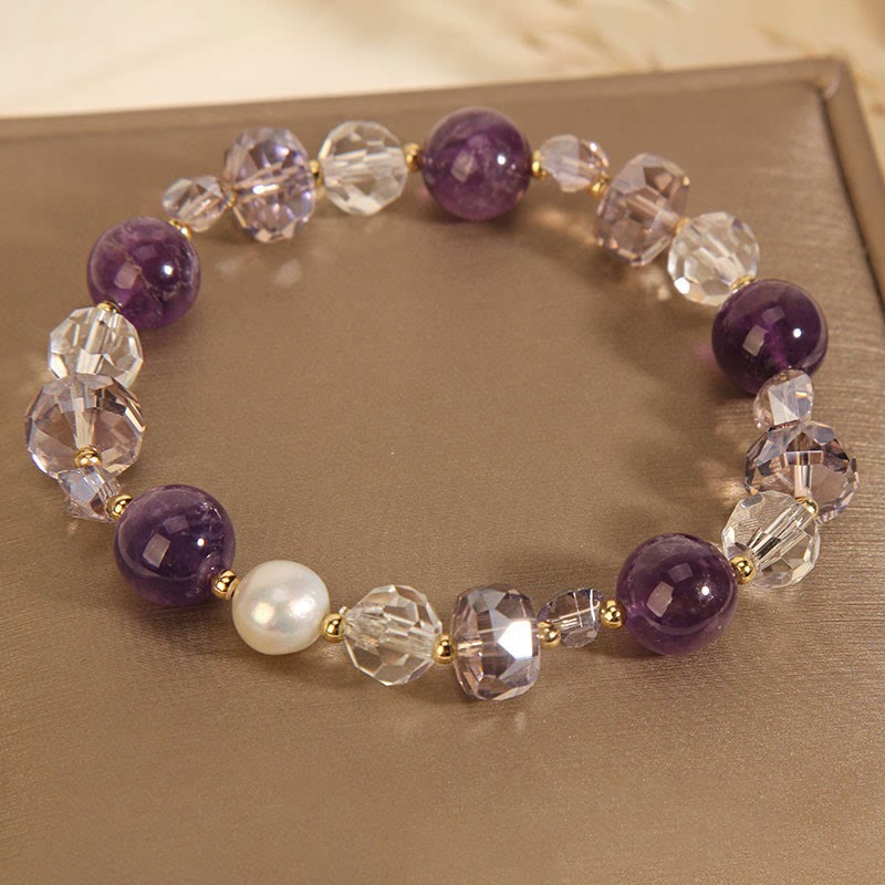Amethyst White Crystal Pearl Communication Bracelet