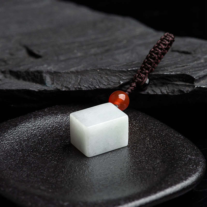 Natural Jade Mahjong Fa Character Wealth Prosperity Phone Hanging Key Chain Decoration