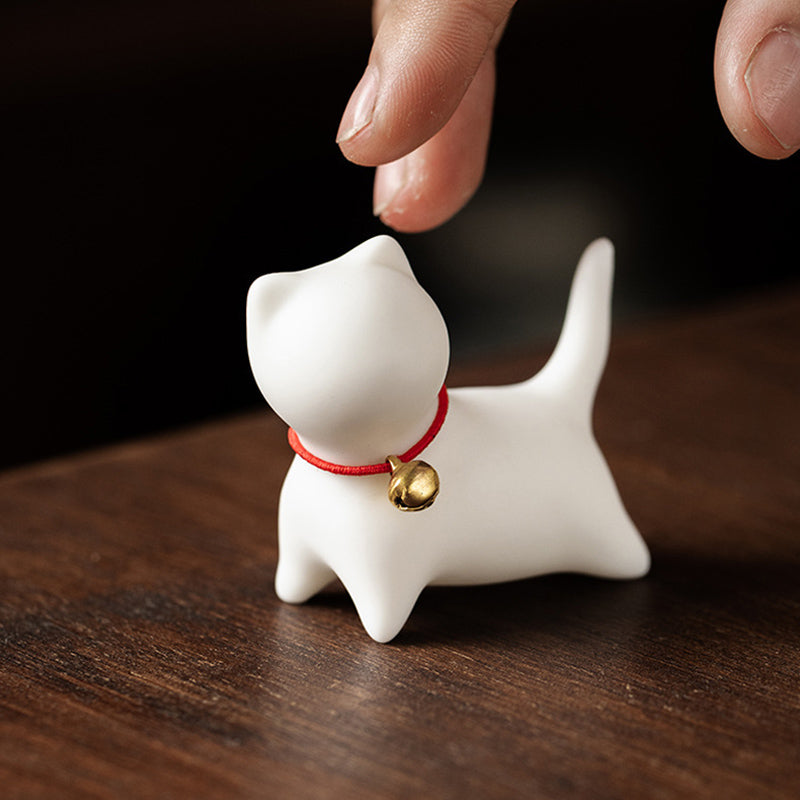 Mini Small Cute Cat Tea Pet Ceramic Home Desk Figurine Decoration
