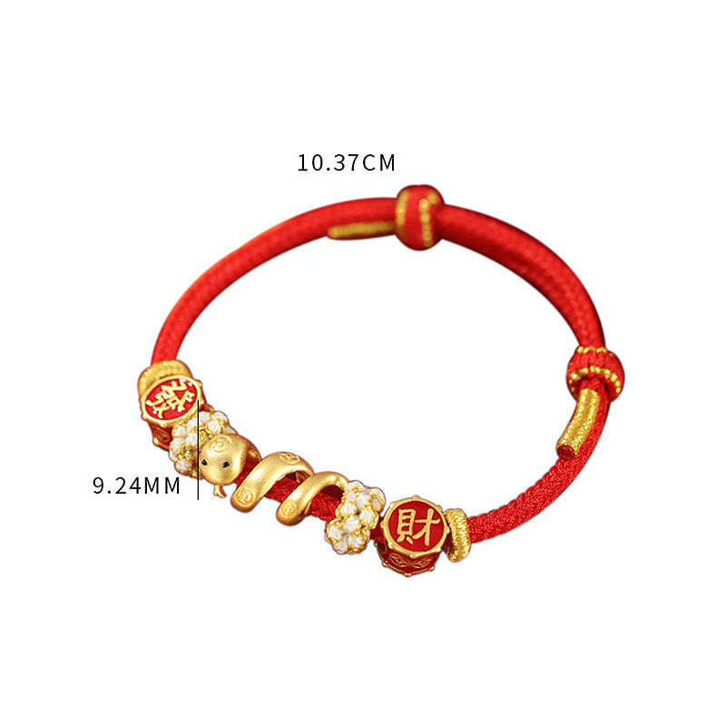925 Sterling Silver Year Of The Snake Golden Snake Luck Prosperous Bracelet Necklace Pendant