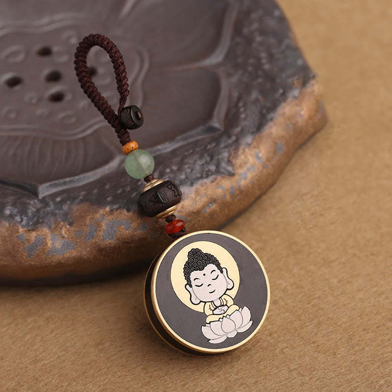 Ebony Wood Rosewood mystic zen Avalokitesvara Om Mani Padme Hum Balance Car Key Chain Decoration