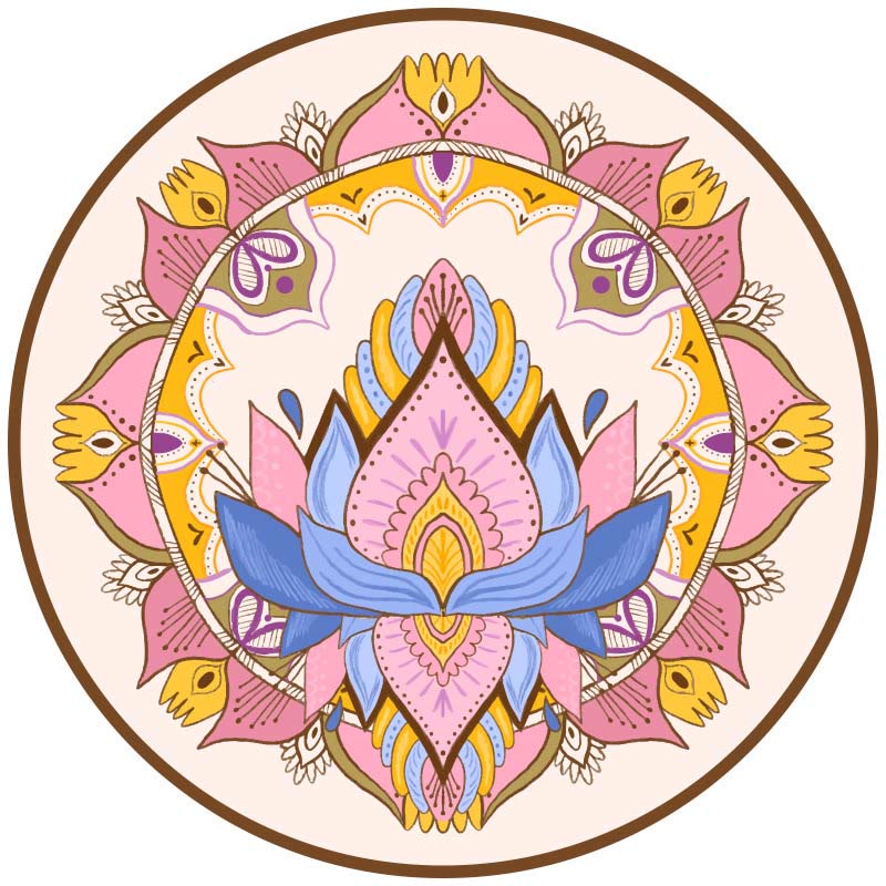 Tibetan Lotus Mandala Enlightenment Foldable Natural Rubber Yoga Mat Decoration