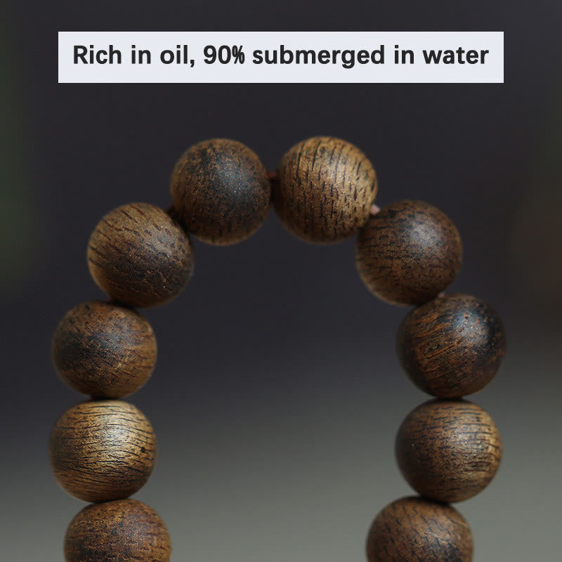 108 Mala Beads Nha Trang Bai Qinan Agarwood Cyan Jade Amber Strength Meditation Bracelet