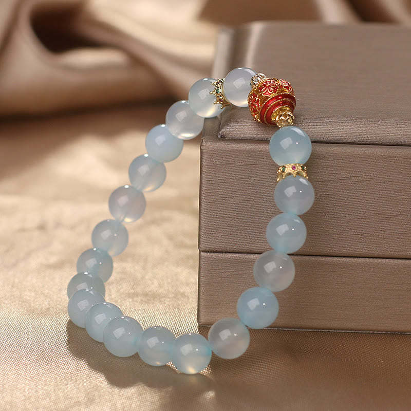 Natural Aquamarine Flower Bead Healing Bracelet