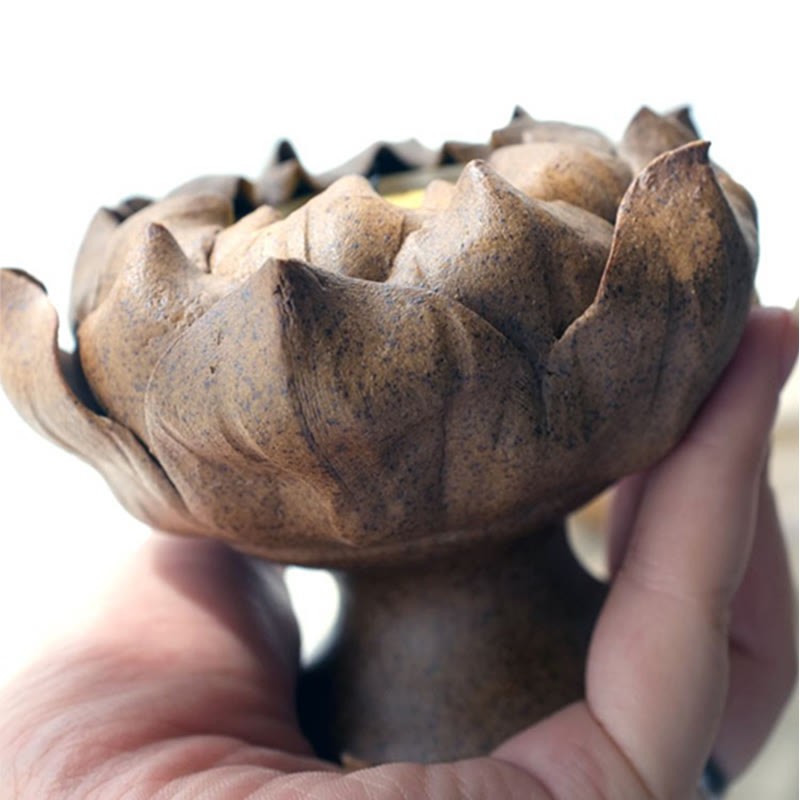 Lotus Flower Ceramic Candle Holder Incense Burner Home Offering Decoration