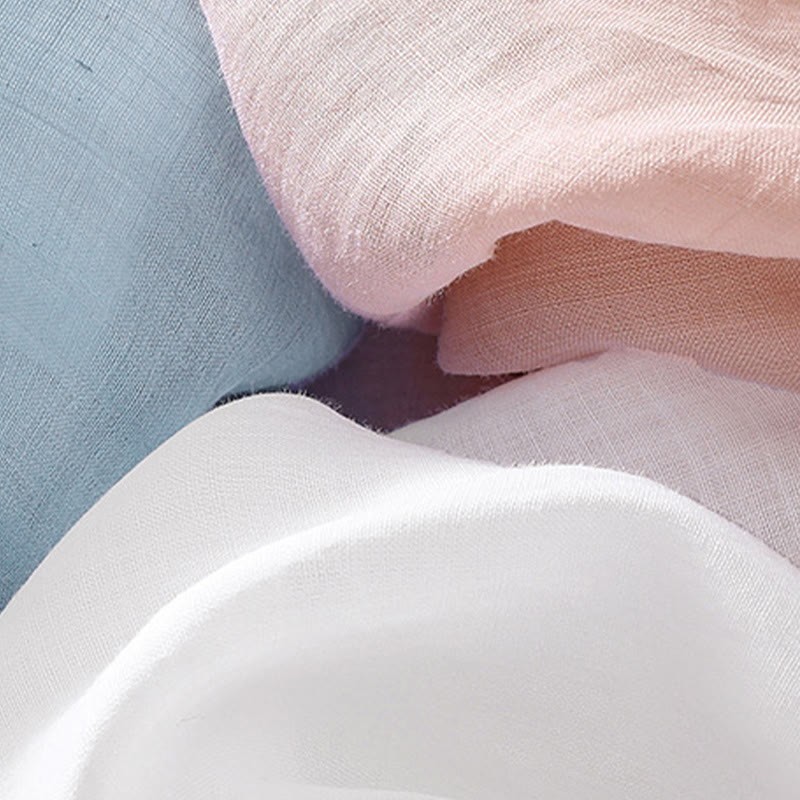 Casual Plain Button Floral Embroidered Design Puff Half Sleeve Cotton Linen Women's Shirt