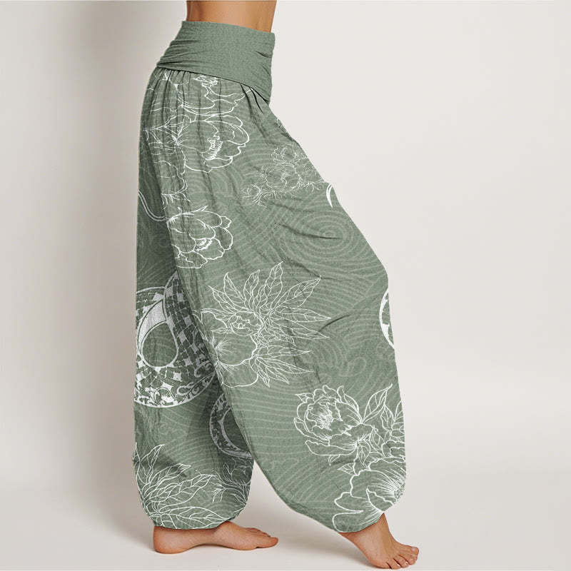 Snake Lotus Women's Elastic Waist Harem Pants
