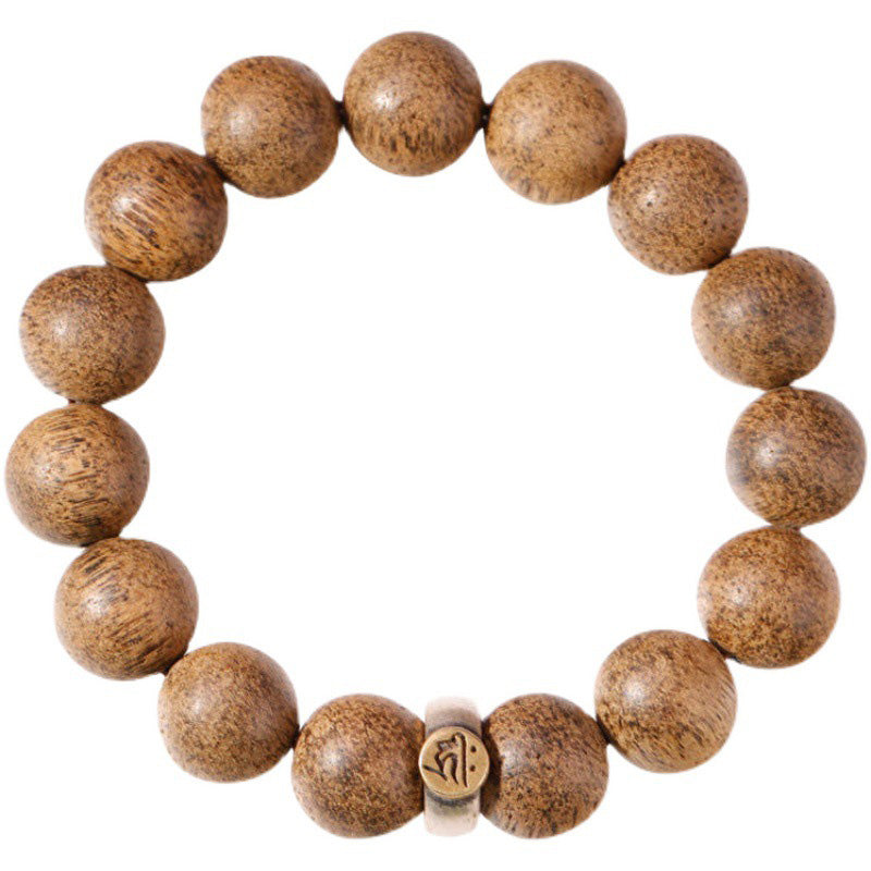 Chinese Zodiac Natal mystic zen Natural Agarwood Silver Peace Calm Bracelet