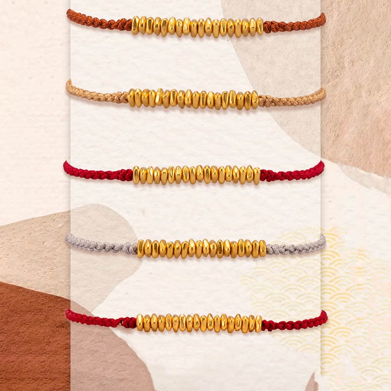 999 Gold Small Gold Pieces Design Handmade Protection?Braided Rope Bracelet