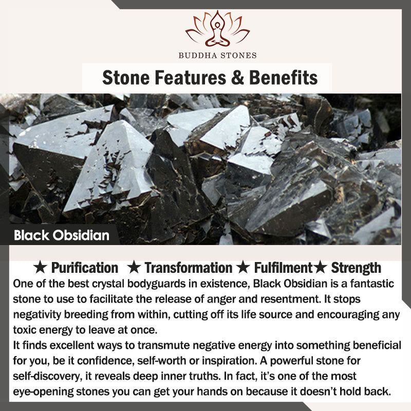 Fortune-gathering Mantra Natural Various Crystal Black Obsidian Fulfilment Necklace Pendant