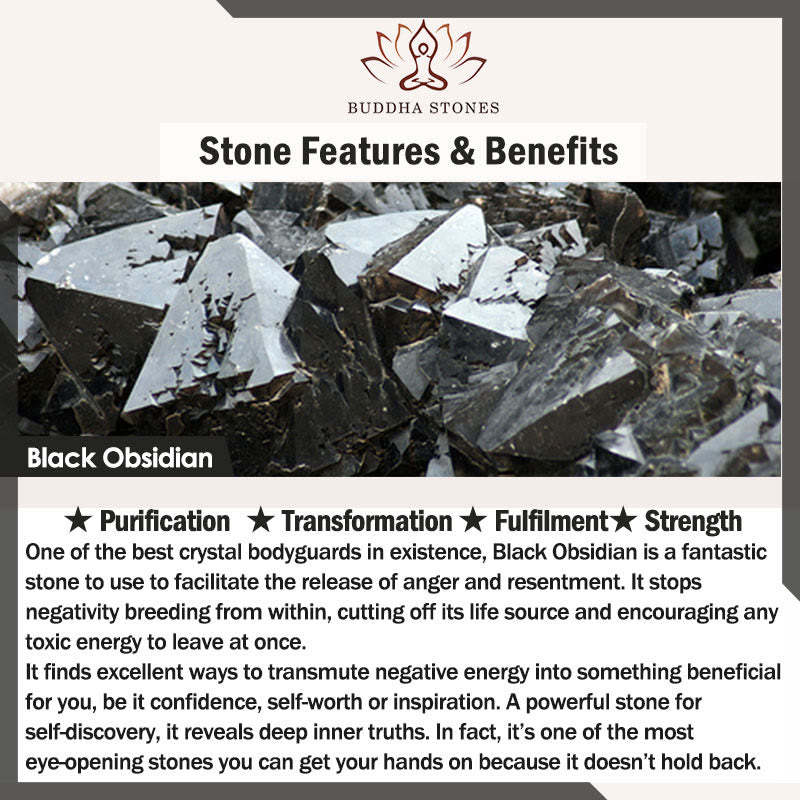 Fortune-gathering Mantra Natural Various Crystal Black Obsidian Fulfilment Necklace Pendant