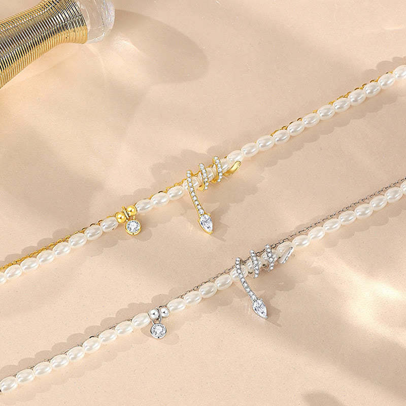 925 Sterling Silver Year Of The Snake Pearl Bracelet Necklace Pendant