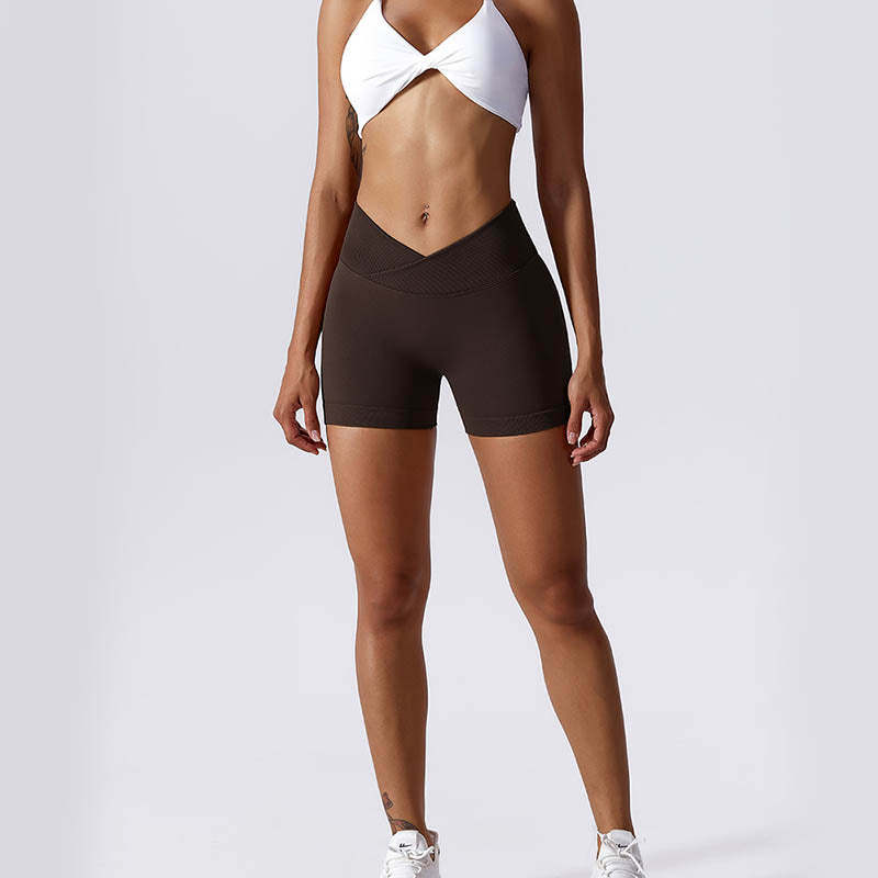 Women Seamless High Elasticity Sports Fitness High Waist Yoga Workout Shorts