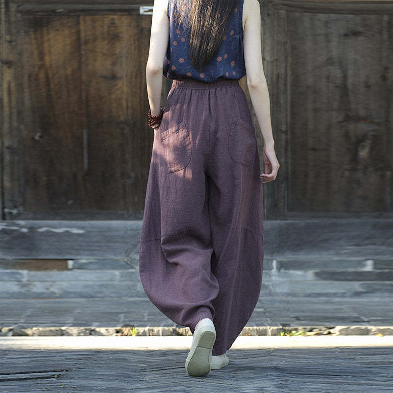 Cotton Linen Pants Harem Trousers Loose Zen Yoga Tai Chi Women's Pants