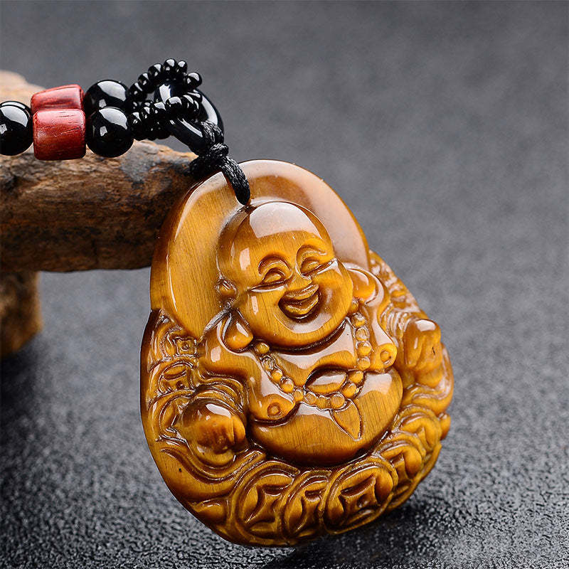 Tiger's Eye Laughing mystic zen Blessing Necklace