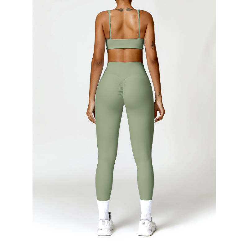 Gym Sports Yoga Backless Bra Crop Tank Top Shorts