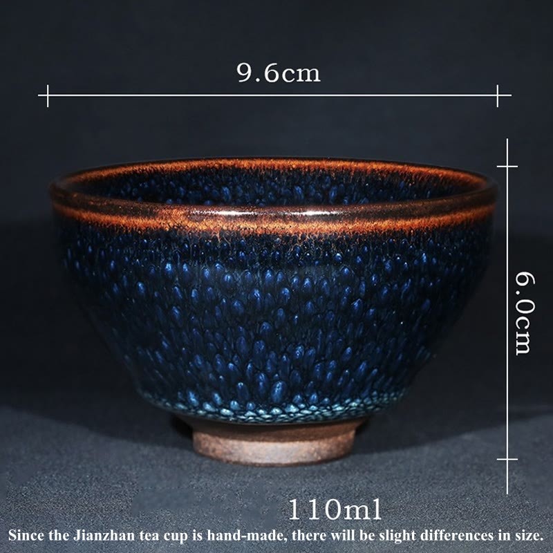 Handmade Blue Francolinus Spot Chinese Jianzhan Ceramic Teacup Kung Fu Tea Cup Bowl
