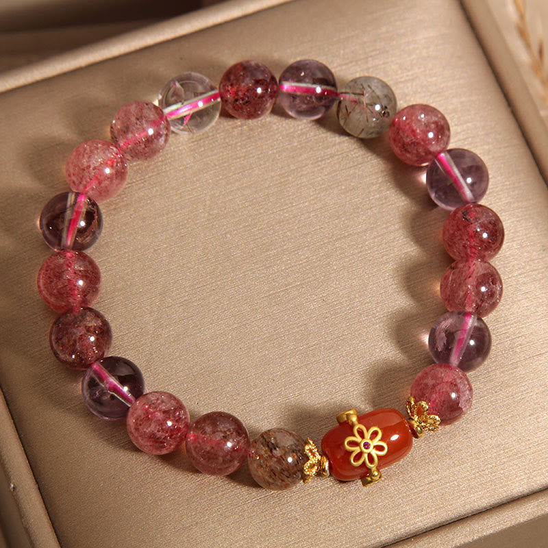 Natural Super Seven Crystal Red Agate Positivity Bracelet