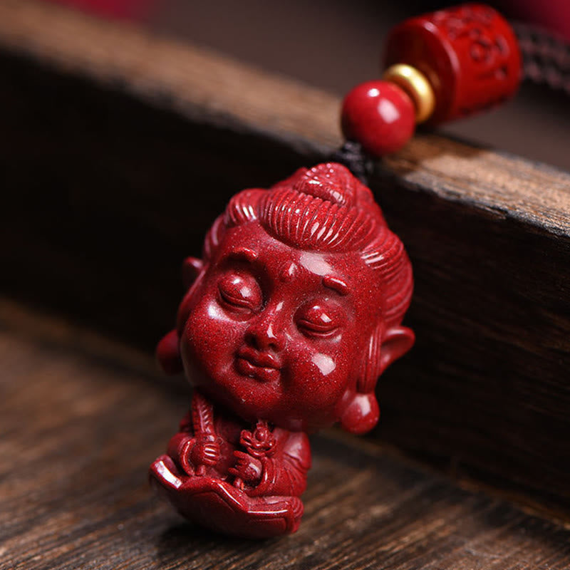 Chinese Zodiac Natal mystic zen Natural Cinnabar Amulet Keep Away Evil Spirits Necklace Pendant