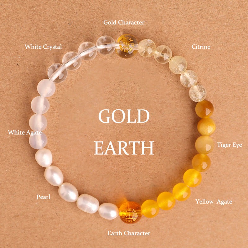 Five Elements Various Agate Crystal Black Onyx Green Chalcedony Aquamarine Wisdom Bracelet