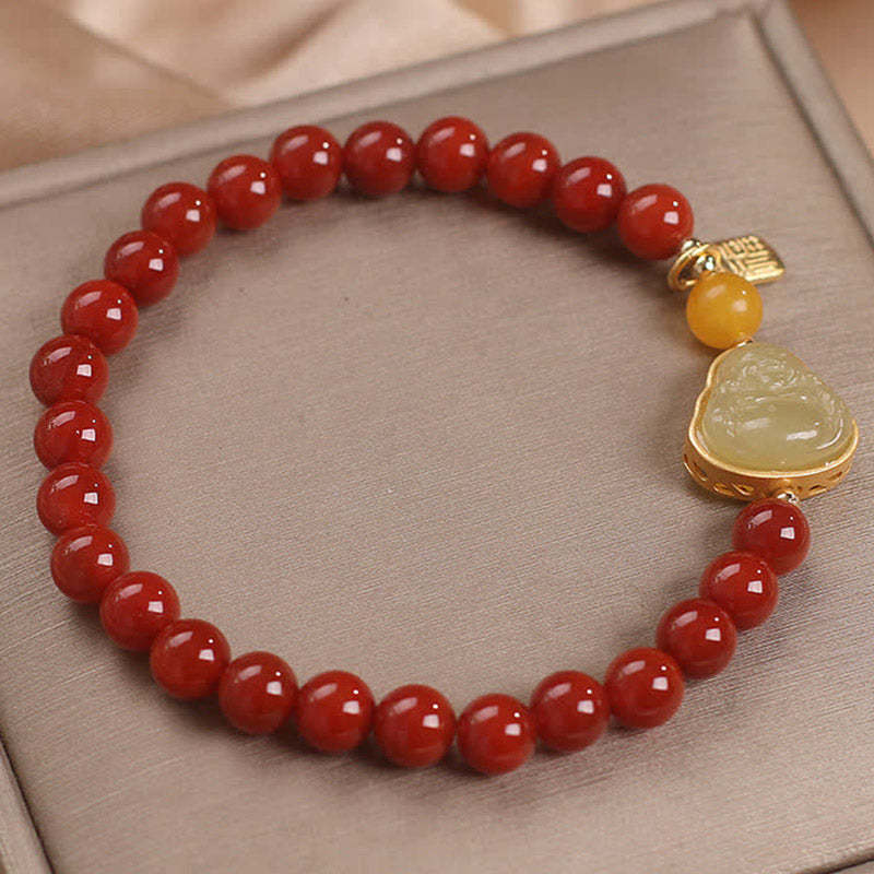 Laughing mystic zen Red Agate Jade Confidence Bracelet