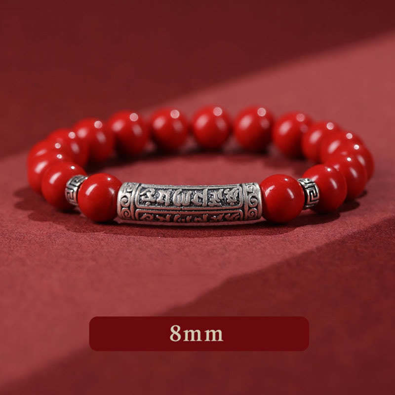 Cinnabar 999 Sterling Silver Six True Words Blessing Bracelet
