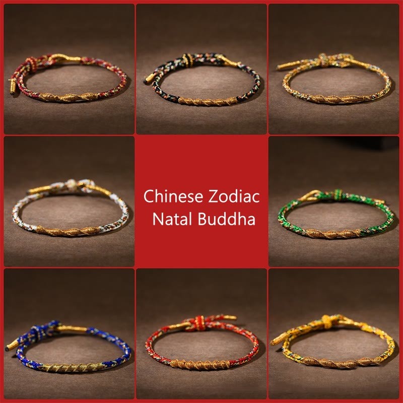 Handmade Chinese Zodiac Natal mystic zen Luck Strength Braided Rope Bracelet