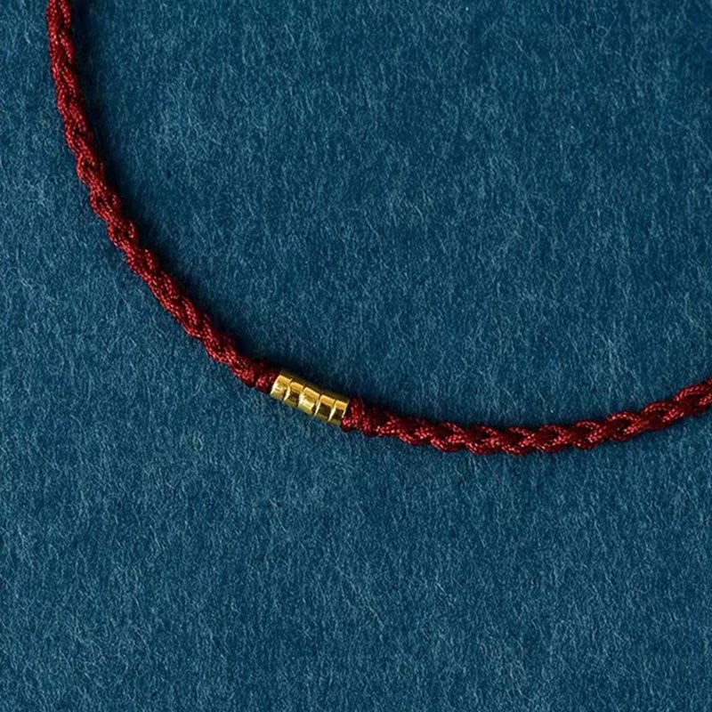 925 Sterling Silver Lucky Golden Bead Braided String Bracelet Anklet