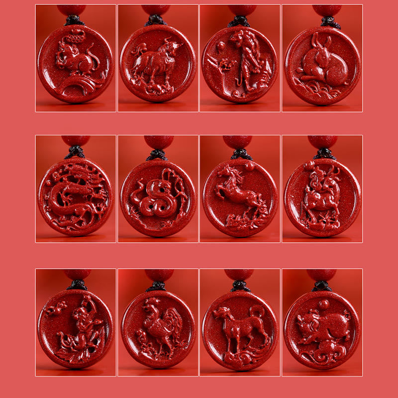 Chinese Zodiac Cinnabar Calm Phone Hanging Decoration Key Chain Necklace Pendant