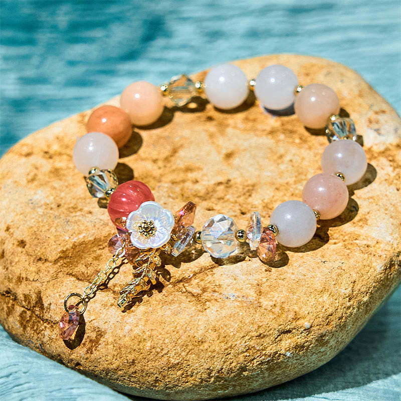 Blue Crystal Amethyst Sun Stone Green Aventurine Healing Bracelet