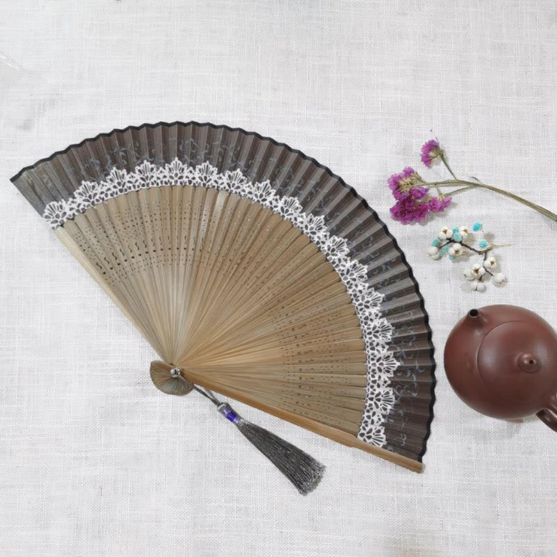 Simple Hollow Engraved Handheld Bamboo Folding Fan