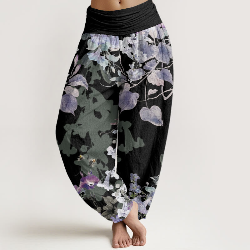 Morning Glory Totem Pattern Women's Elastic Waist Harem Pants