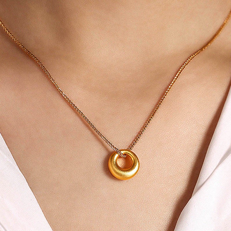 999 Gold Peace Buckle Auspicious Necklace Pendant
