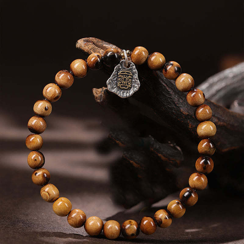 925 Sterling Silver Natural Golden Sea Willow Zakiram Goddess of Wealth Lucky fortune Fu Character Success Bracelet